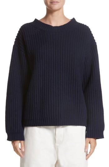 Women's Sofie D'hoore Crop Wool Sweater - Blue