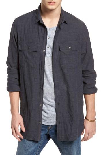 Men's Treasure & Bond Herringbone Longline Shirt - Blue