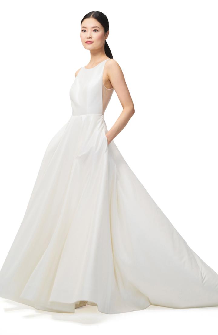 Women's Jenny By Jenny Yoo Ashton Plunge Back A-line Gown - Ivory