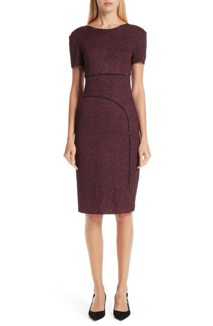 Women's St. John Collection Mod Metallic Knit Sheath Dress - Pink