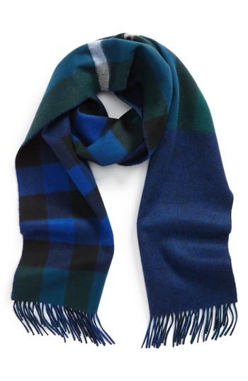 Men's Burberry Reversible Mega Check Cashmere Scarf, Size - Green