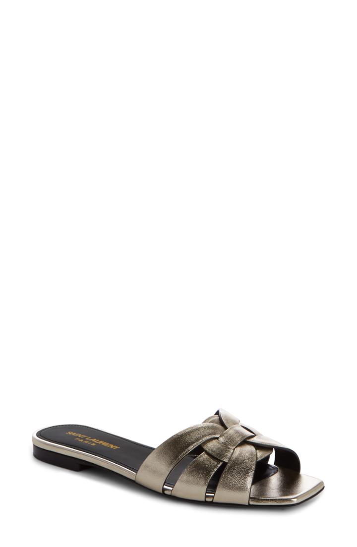 Women's Saint Laurent Nu Pieds Strappy Slide Sandal .5us / 35.5eu - Yellow