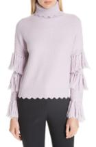 Women's Jonathan Simkhai Tassel Trim Wool Turtleneck Sweater - Purple
