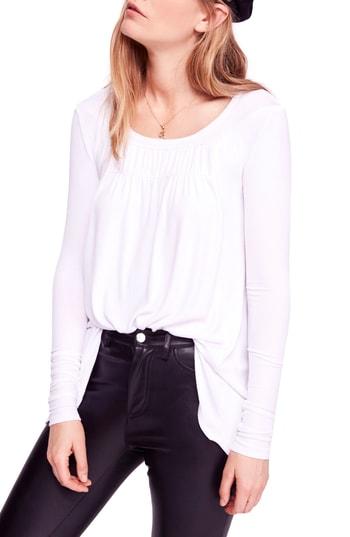 Women's Free People Love Valley Long Sleeve High/low Top - White