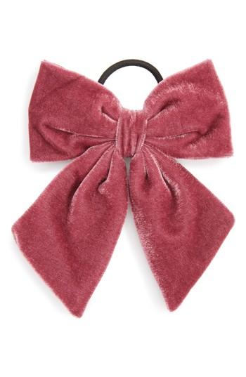 Berry Velvet Bow Ponytail Holder, Size - Burgundy