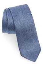 Men's Lanvin Solid Silk Skinny Tie, Size - Blue