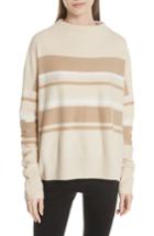 Women's Vince Cashmere Ombre Stripe Mock Neck Sweater - Brown