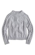 Women's J.crew Cable Knit Mock Neck Sweater - Grey