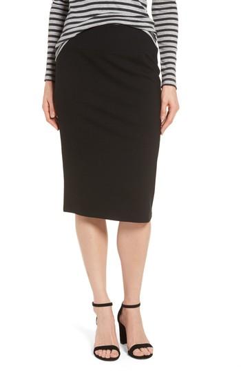 Petite Women's Halogen Ponte Pencil Skirt, Size P - Black