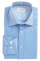 Men's Ted Baker London Endurance Trim Fit Herringbone Dress Shirt .5 - 32/33 - Blue