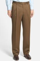 Men's Berle Pleated Wool Gabardine Trousers X 30 - Brown