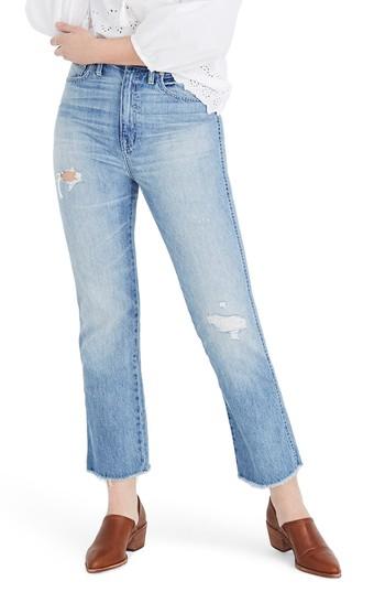 Women's Madewell Rigid Crop Demi Boot Jeans - Blue