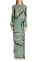 Women's Johanna Ortiz Palm Print Silk Maxi Dress - Green