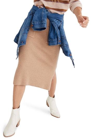 Women's Madewell Patch Pocket Sweater Skirt, Size - Brown