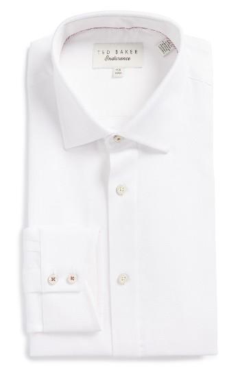 Men's Ted Baker London Lohan Trim Fit Diamond Dress Shirt .5 32/33 - White