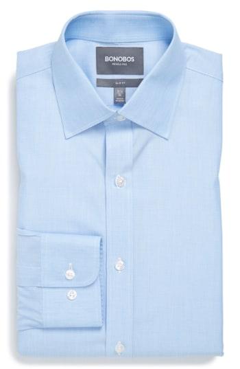 Men's Bonobos Slim Fit Wrinkle Free End-on-end Dress Shirt, Size - (online Only)