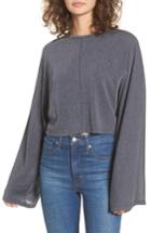 Women's Ribbed Bell Sleeve Crop Top - Blue