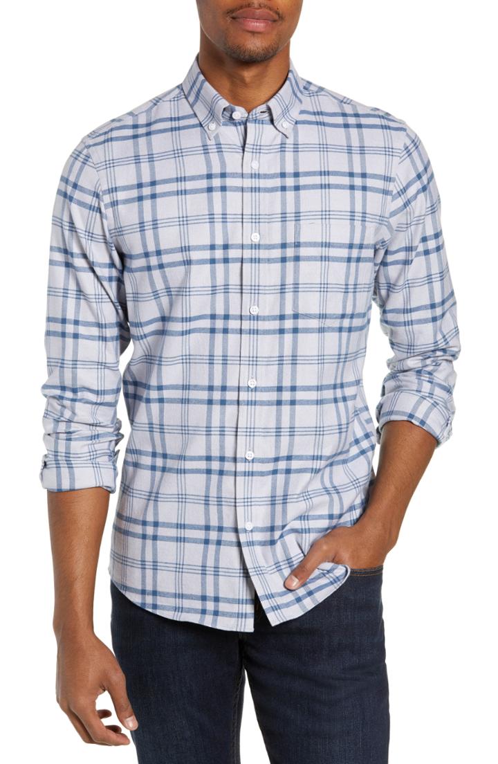 Men's Nordstrom Men's Shop Plaid Sport Shirt - Grey