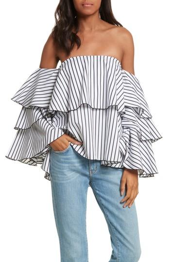 Women's Caroline Constas Carmen Ruffle Off The Shoulder Top - White