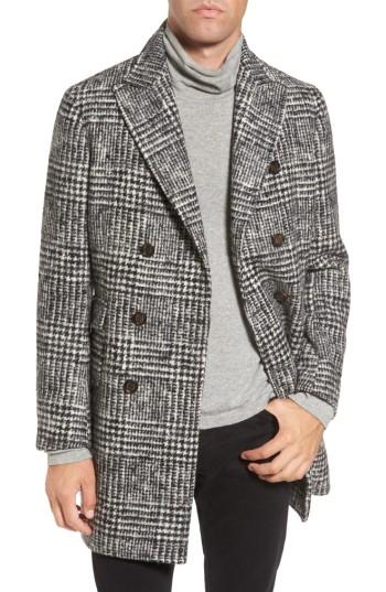Men's Eleventy Houndstooth Wool Blend Peacoat R Eu - Grey