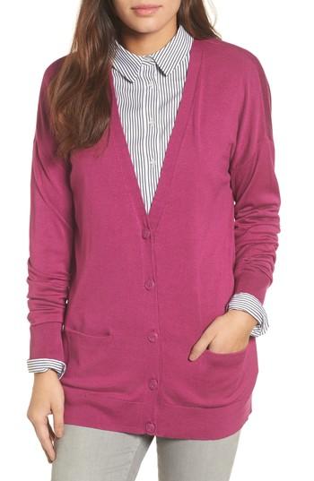 Women's Halogen Relaxed Pocket Cardigan - Purple