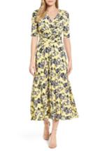 Women's Chaus Floral Ruched Midi Dress - Yellow