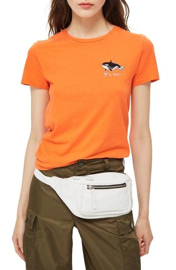 Women's Topshop Whale Of A Time Tee Us (fits Like 0) - Orange