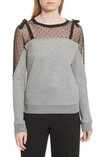 Women's Red Valentino Point D'esprit Sweatshirt - Grey