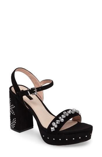 Women's Topshop Lovely Embellished Platform Sandal .5us / 37eu - Black