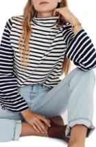 Women's Madewell Stripe Whisper Cotton Turtleneck, Size - Red