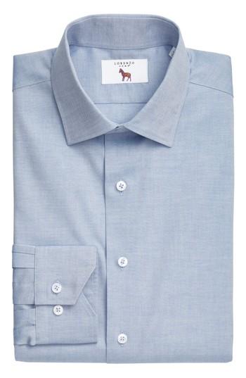 Men's Lorenzo Uomo Trim Fit Texture Dress Shirt - 32 - Blue