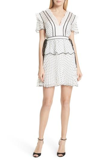 Women's Self-portrait Pleated Plumetis Dress - White