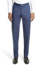 Men's Canali Flat Front Stretch Cotton Trousers