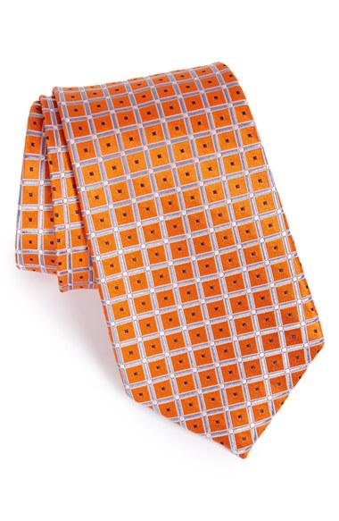 Men's Nordstrom Men's Shop Geometric Silk Tie, Size - Orange