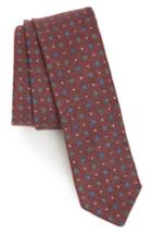 Men's Eleventy Floral Wool Tie, Size - Burgundy