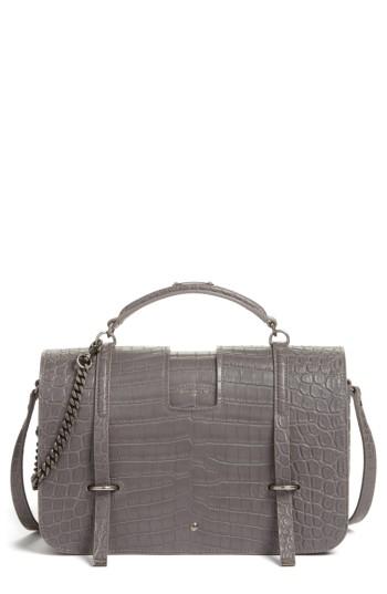 Saint Laurent Large Leather Satchel - Grey
