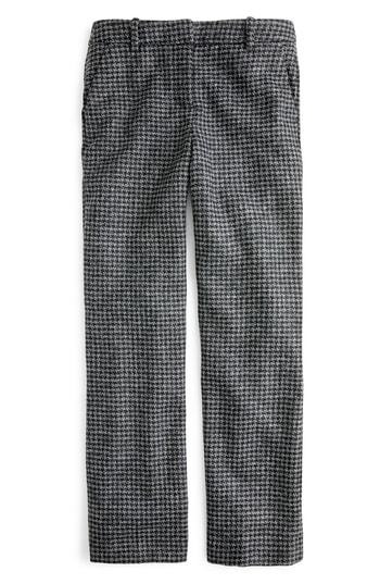Women's J.crew Peyton Houndstooth High Rise Wide Leg Pants - Black
