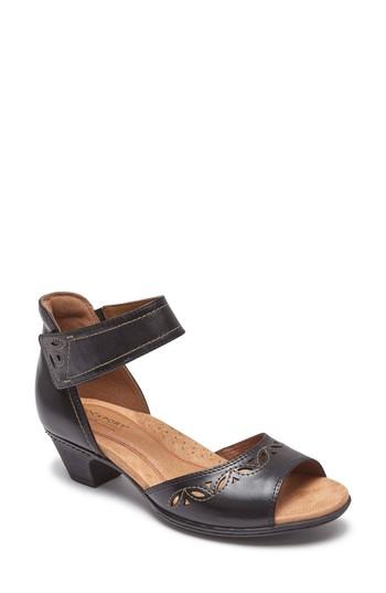 Women's Rockport Cobb Hill Abbott Perforated Sandal M - Black