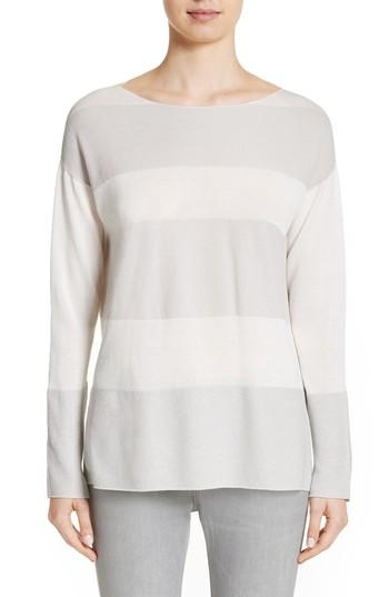 Women's Fabiana Filippi Popcorn Stripe Metallic Knit Sweater Us / 38 It - Grey