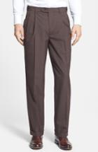 Men's Berle Self Sizer Waist Pleated Trousers X 32 - Brown