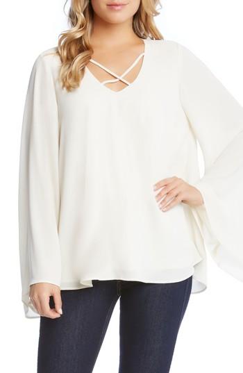 Women's Karen Kane Crisscross Bell Sleeve Top - Ivory
