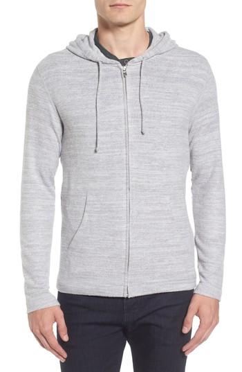 Men's Velvet By Graham & Spencer Modern Trim Zip Hoodie, Size - Grey