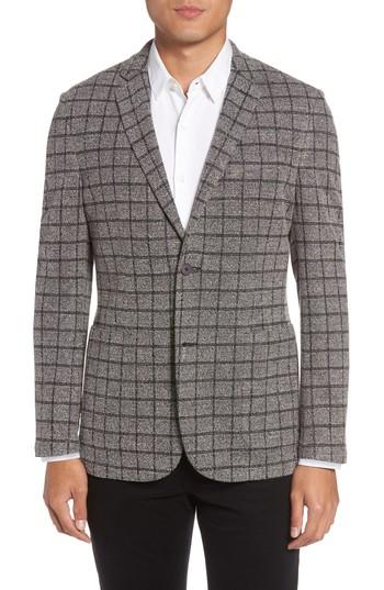 Men's Vince Camuto Del Aria Slim Fit Check Knit Jacket - Grey