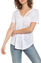 Women's Slit V-neck Tee - White