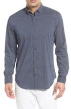 Men's Bugatchi Shaped Fit Broken Grid Performance Sport Shirt - Blue