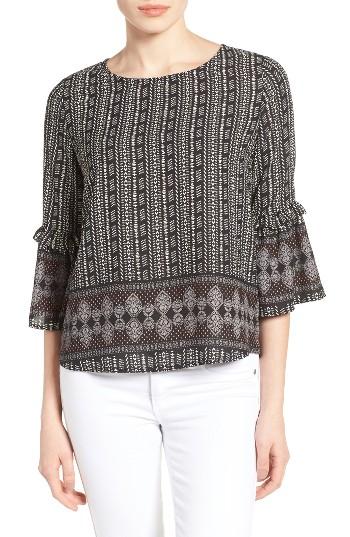 Women's Gibson Tie Back Bell Sleeve Top