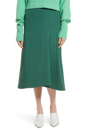 Women's Tibi Sculpted Stretch Twill Midi Skirt - Green