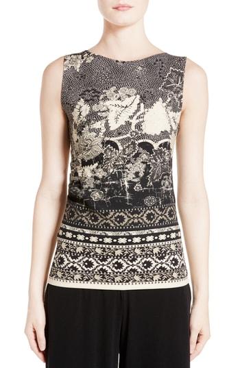 Women's Fuzzi Batik Print Tank - Black