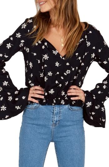 Women's Amuse Society Flirty Eyes Bell Sleeve Blouse - Black