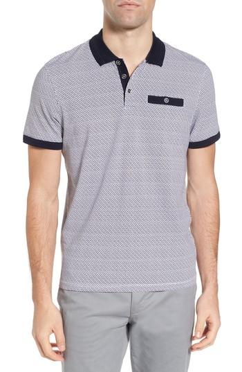 Men's Ted Baker London Sloughi Trim Fit Stretch Polo Shirt (l) - Blue